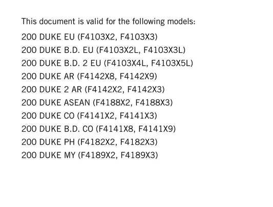 KTM 2024 - 200 Duke - Service Workshop Repair Manual