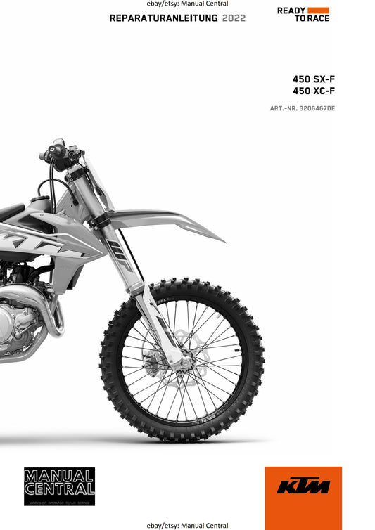 German Language - KTM 2022 - 450 500 SX-F XC-F - Reparaturanleitung - Workshop Service Repair Manual