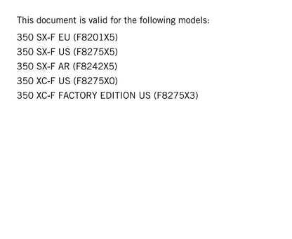 KTM 2024 - 350 Sx-f Xc-f Factory Edition - Service Workshop Repair Manual