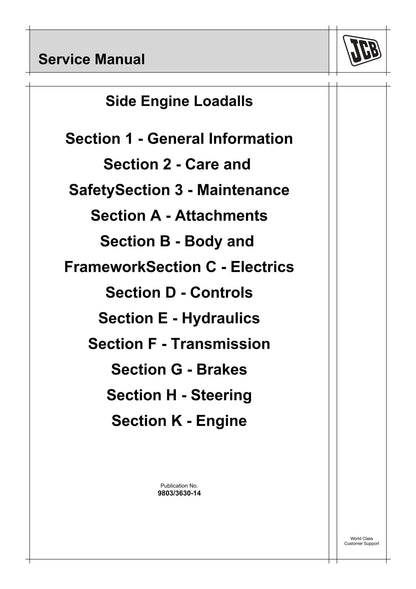 JCB Side Engine Loadalls - 1983 to 2004 - 530-70 532-120 533-105 535-60 535-95 - Service Workshop Repair Manual