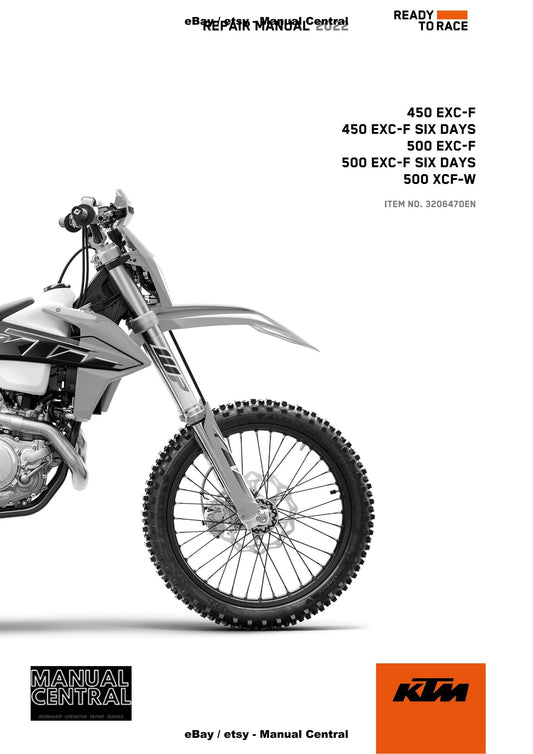 KTM 2022 - 450 500 Exc-f Six Days Xcf-w - Service Workshop Repair Manual