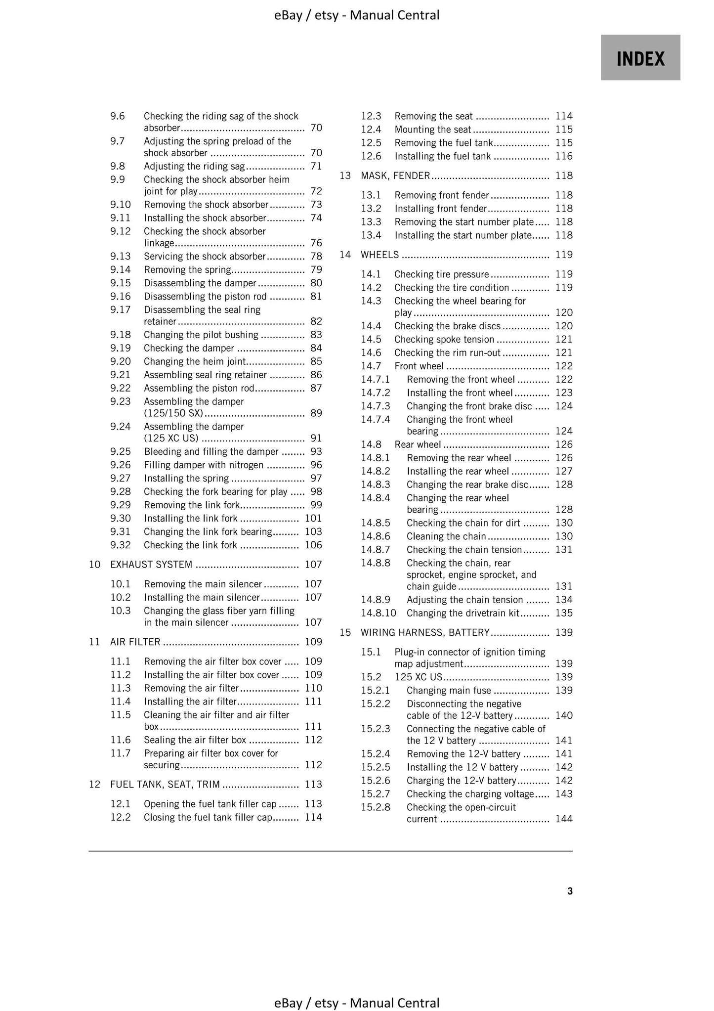 KTM 2021 - 125 150 SX XC - Service Workshop Repair Manual