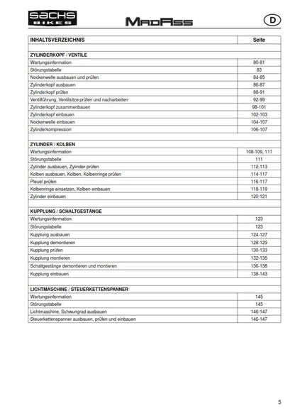 Sachs Madass 50 Workshop Service Repair Manual - English & German Language
