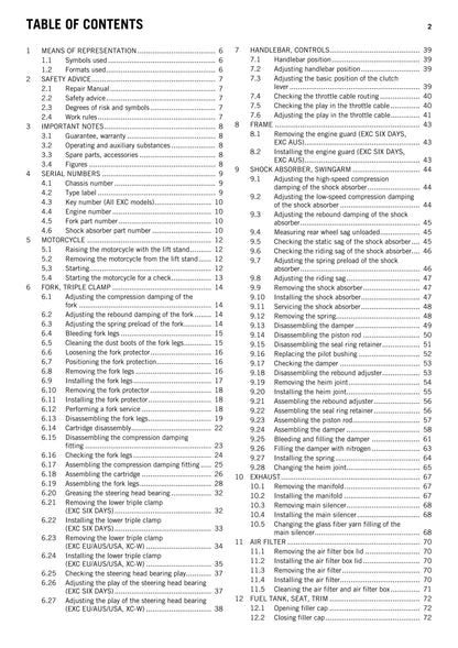 KTM 2012 - 450 500 Exc Six Days Xc-w  - Workshop Service Repair Manual