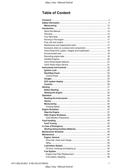 Volvo Penta - Owners Manual - D1 D2 Operator manual