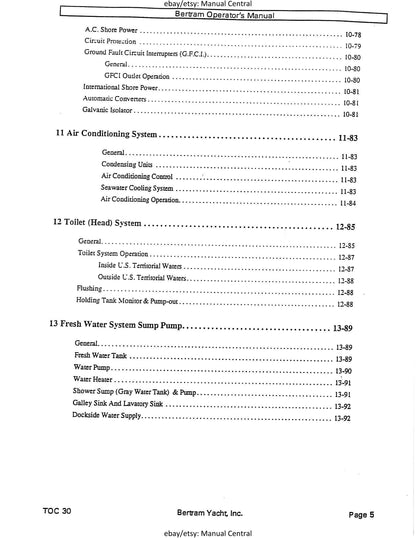 Bertram 36 Convertible  - Owners Manual