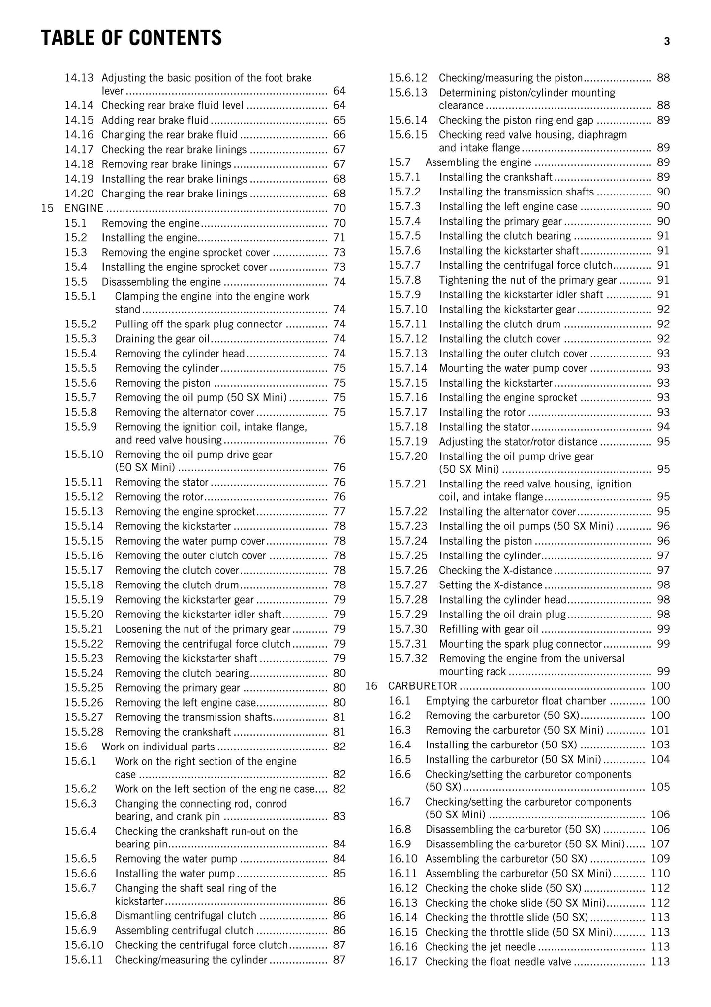 KTM 2011 - 50 SX MIni - Service Workshop Repair Manual