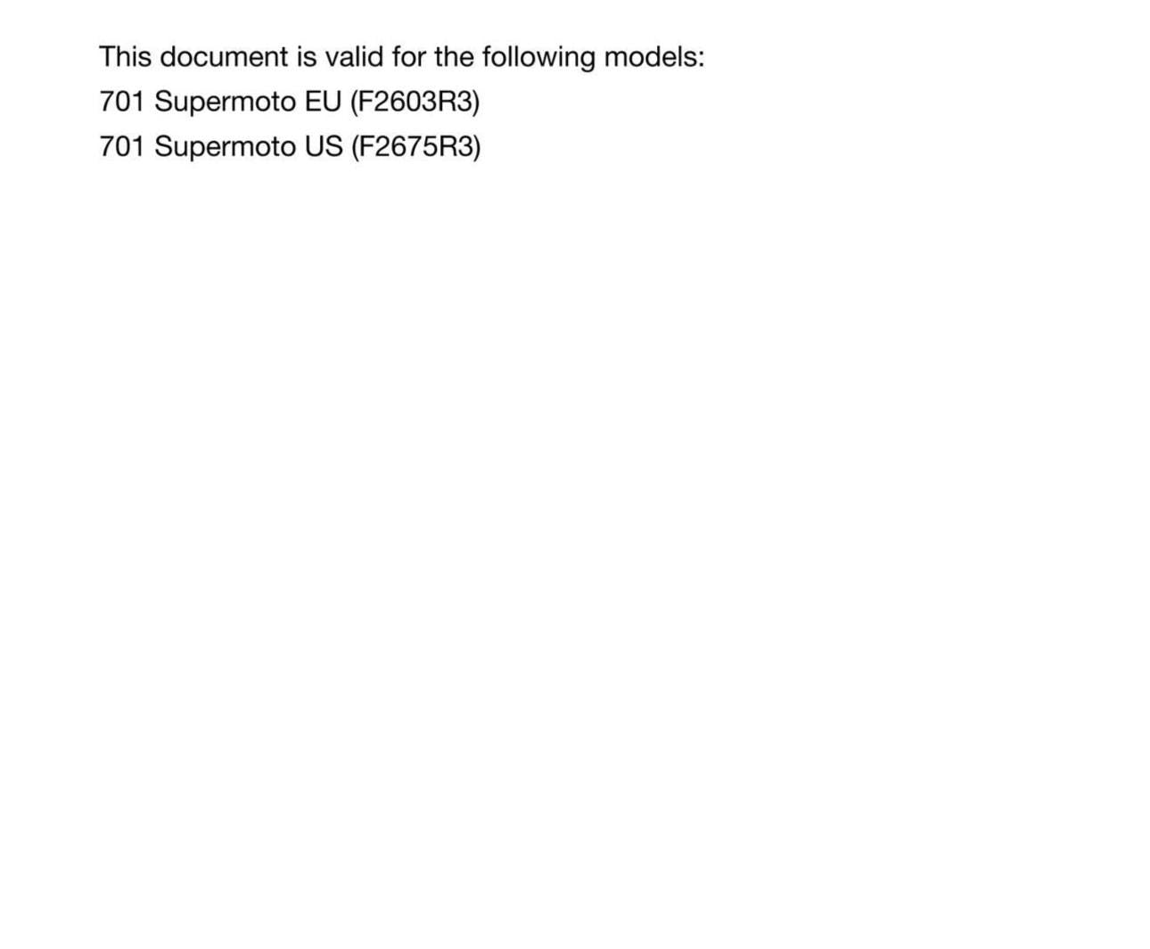 Husqvarna 2018 - 701 Supermoto - Workshop Service Repair Manual