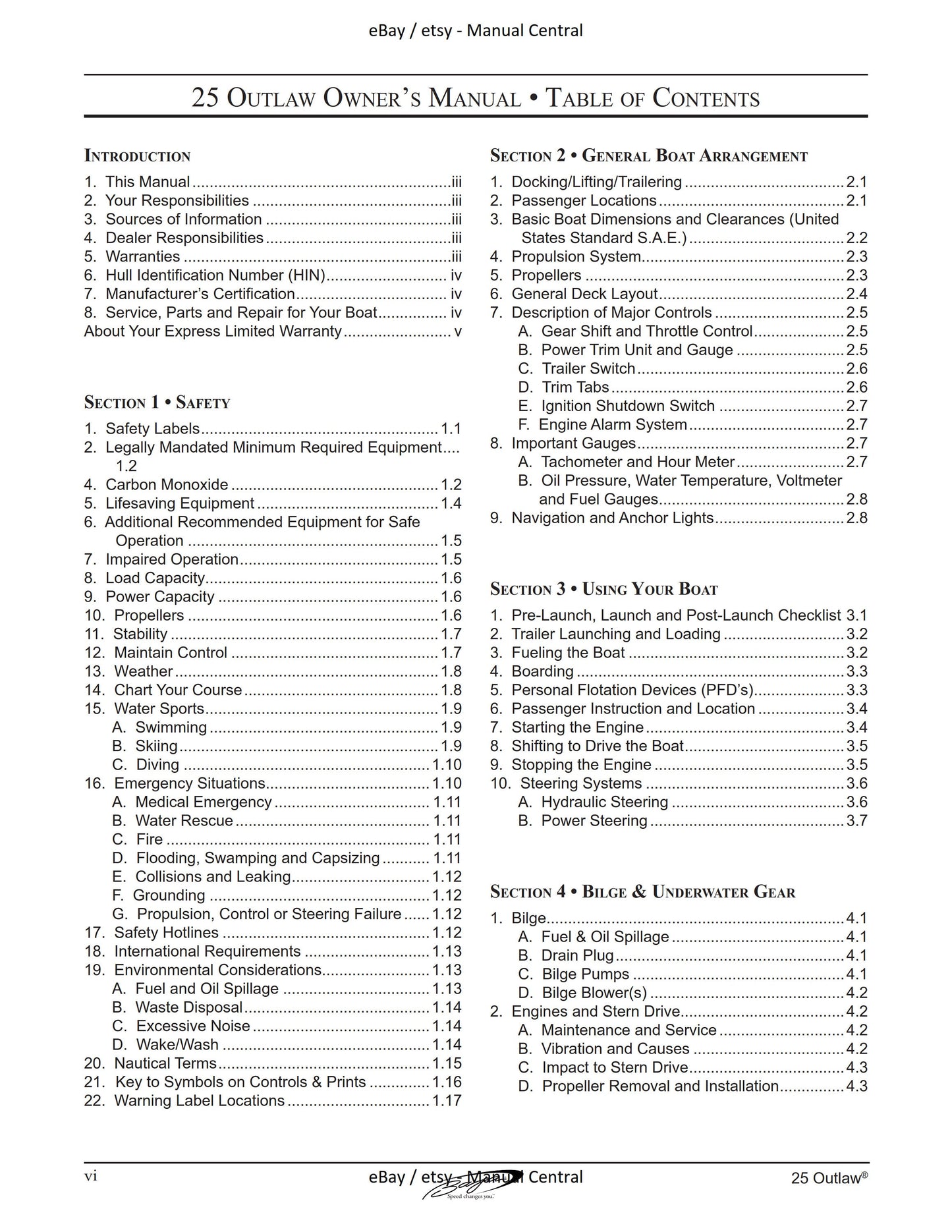 Baja Marine - 25 Outlaw - Owners Manual