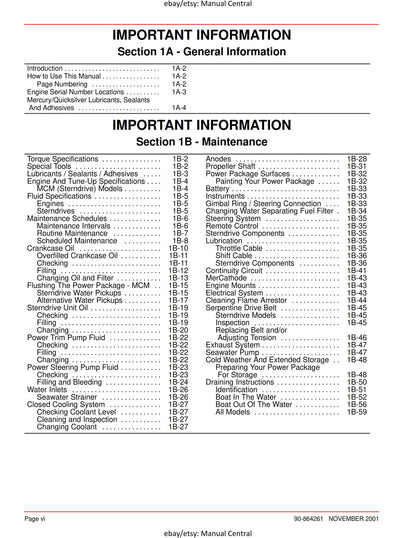 Mercury Mercruiser Service Manual 32 - 4.3L Gasoline Engine - SN 0M322781 & ABove -Nov 2001 Edition