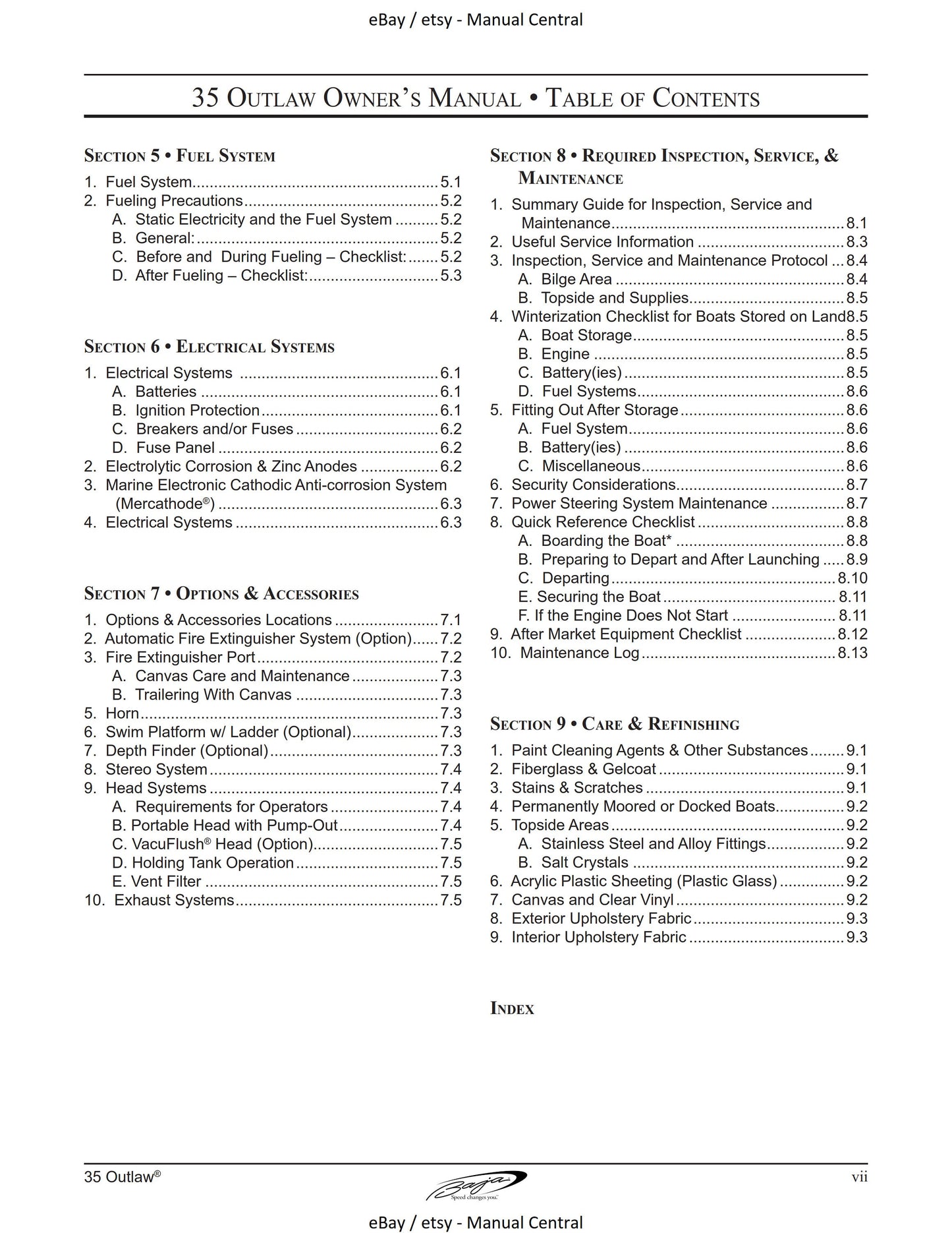 Baja Marine - 35 Outlaw - Owners Manual