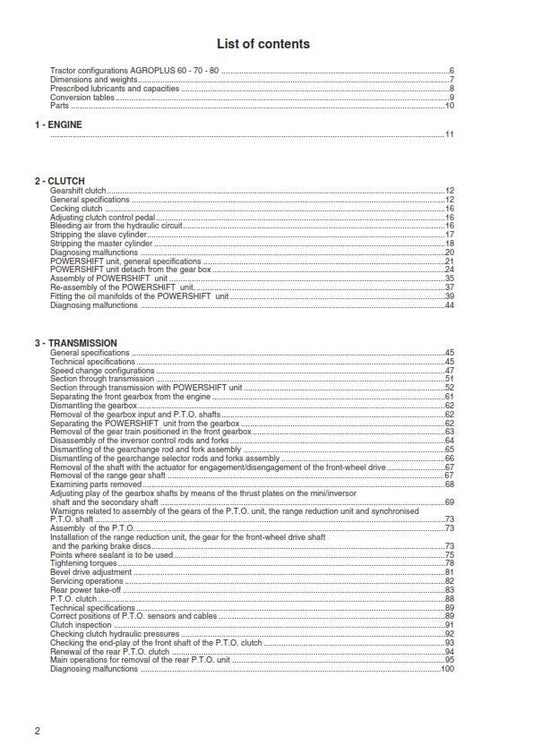 Agroplus 60 70 80 - Workshop Service Repair Manual