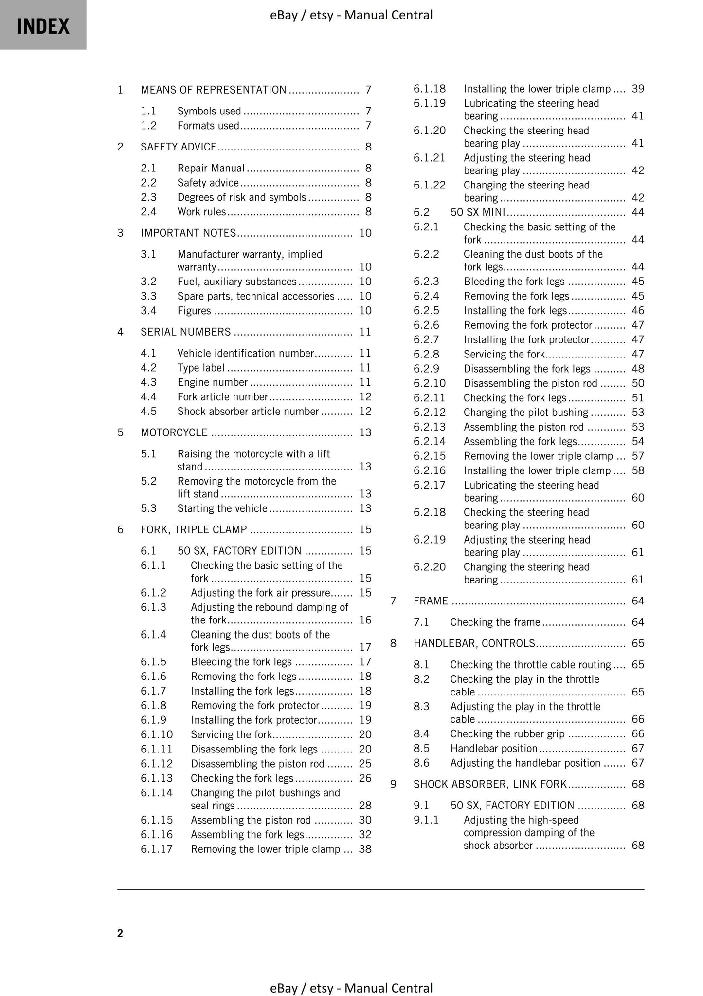 KTM 2021 - 50 SX Mini Factory Edition - Service Workshop Repair Manual