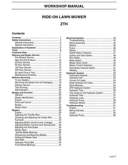 Husqvarna Mower ZTH5223 ZTH6125 - Workshop Service Repair Manual