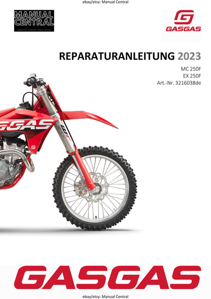 German Language - 2023 Gasgas MC EX 250F - Reparaturanleitung - Service Workshop Repair Manual