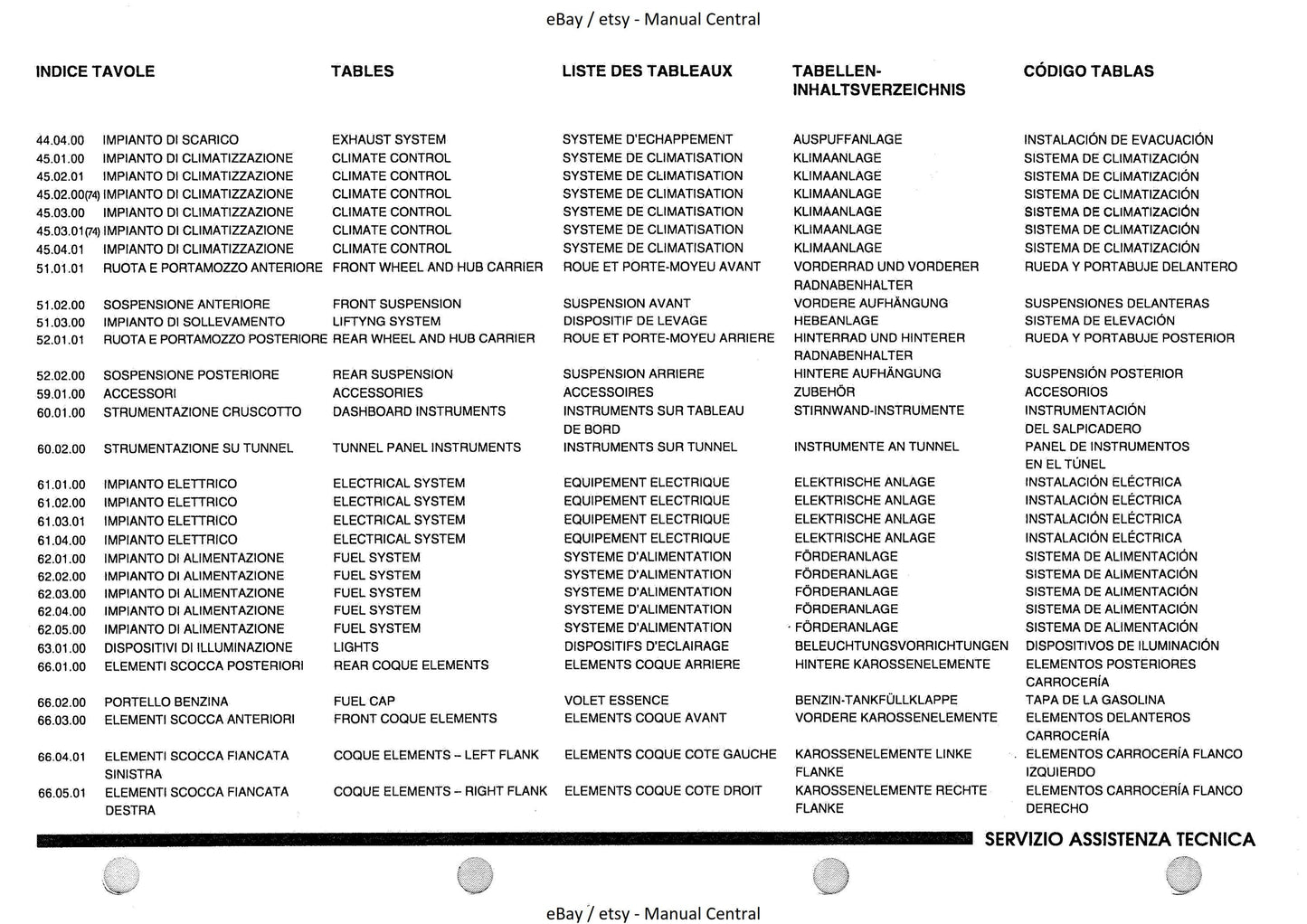 Lamborghini Diablo Roadster 1998 - parts manual