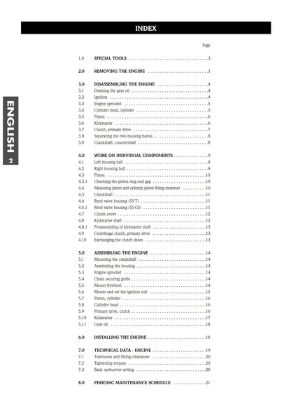 KTM S5-E S5-T S5-GS - Engine Workshop Service Repair Manual - 03/1997 Edition - English Language Only
