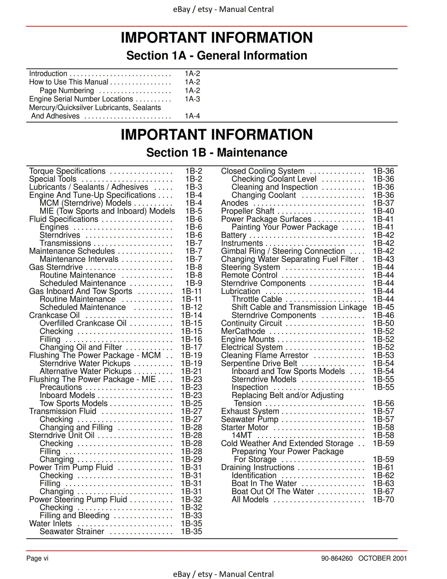 Mercury Mercruiser Service Manual 31- 5.0L 5.7L 6.2L Mpi Gasoline Engine