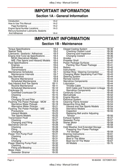 Mercury Mercruiser Service Manual 31- 5.0L 5.7L 6.2L Mpi Gasoline Engine