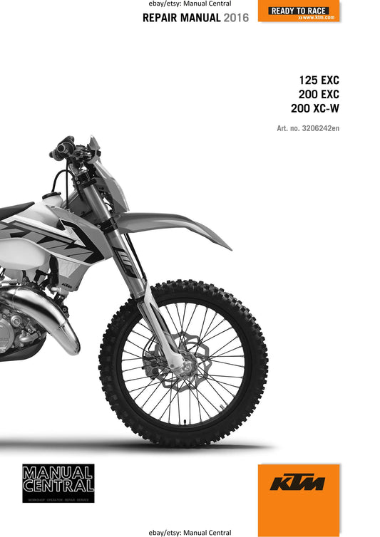 KTM 2016 - 125 200 EXC XC-W - Service Workshop Repair Manual