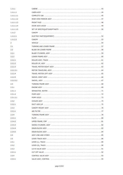 Yanmar Mini Excavator - ViO25-4 - Parts Manual