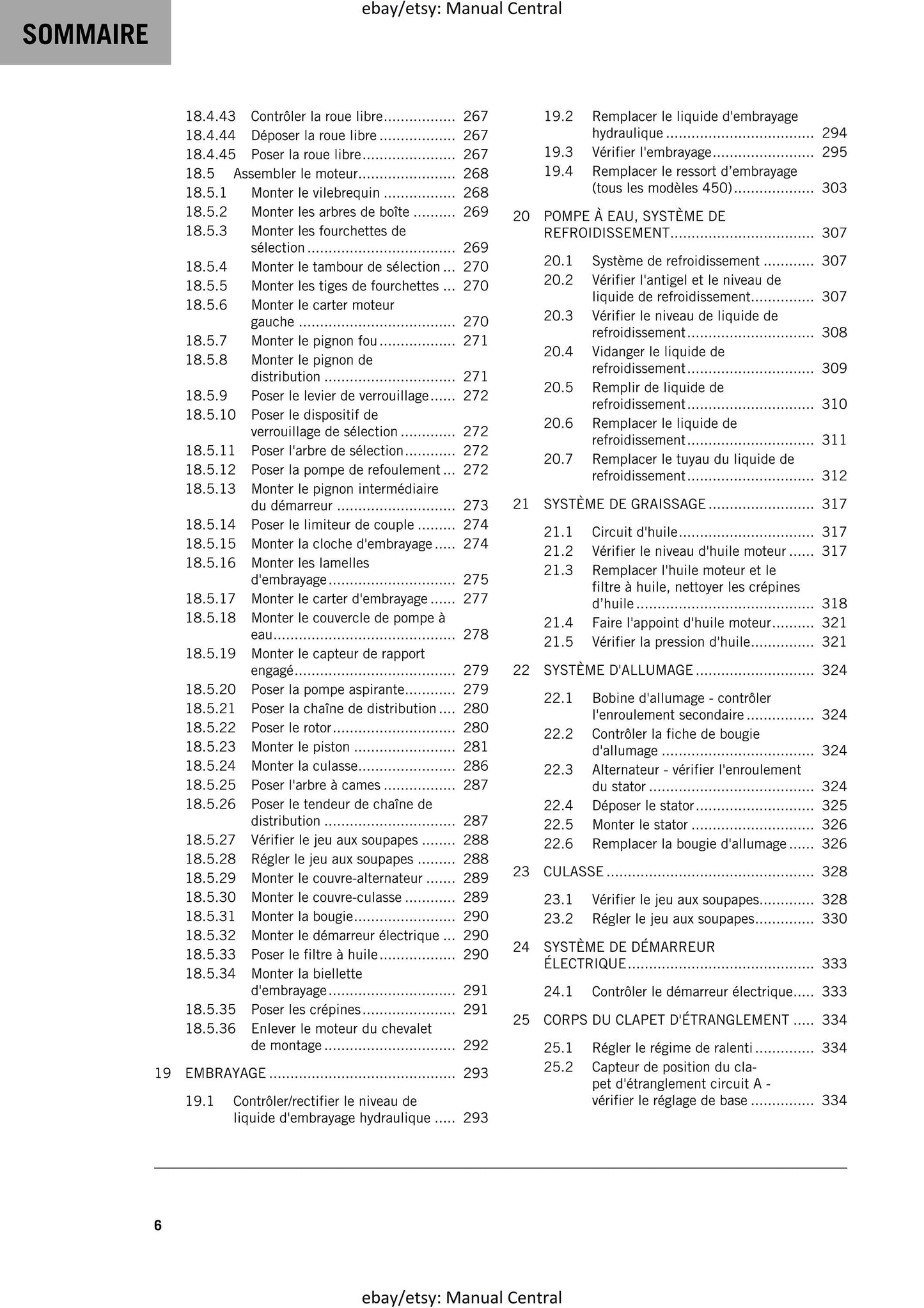 PDF - French Language - Ktm 2021 - 450 500 exc-f six days xcf-w - Manuel De Reparation -  Service Workshop Repair Manual