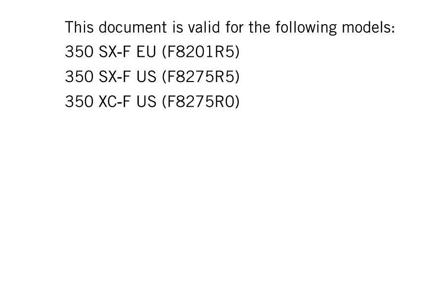 KTM 2018 - 350 SX-F XC-F - Service Workshop Repair Manual