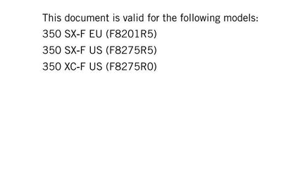 KTM 2018 - 350 SX-F XC-F - Service Workshop Repair Manual