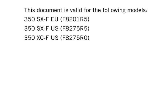 KTM 2018 - 350 SX-F XC-F - Service Workshop Repair Manual