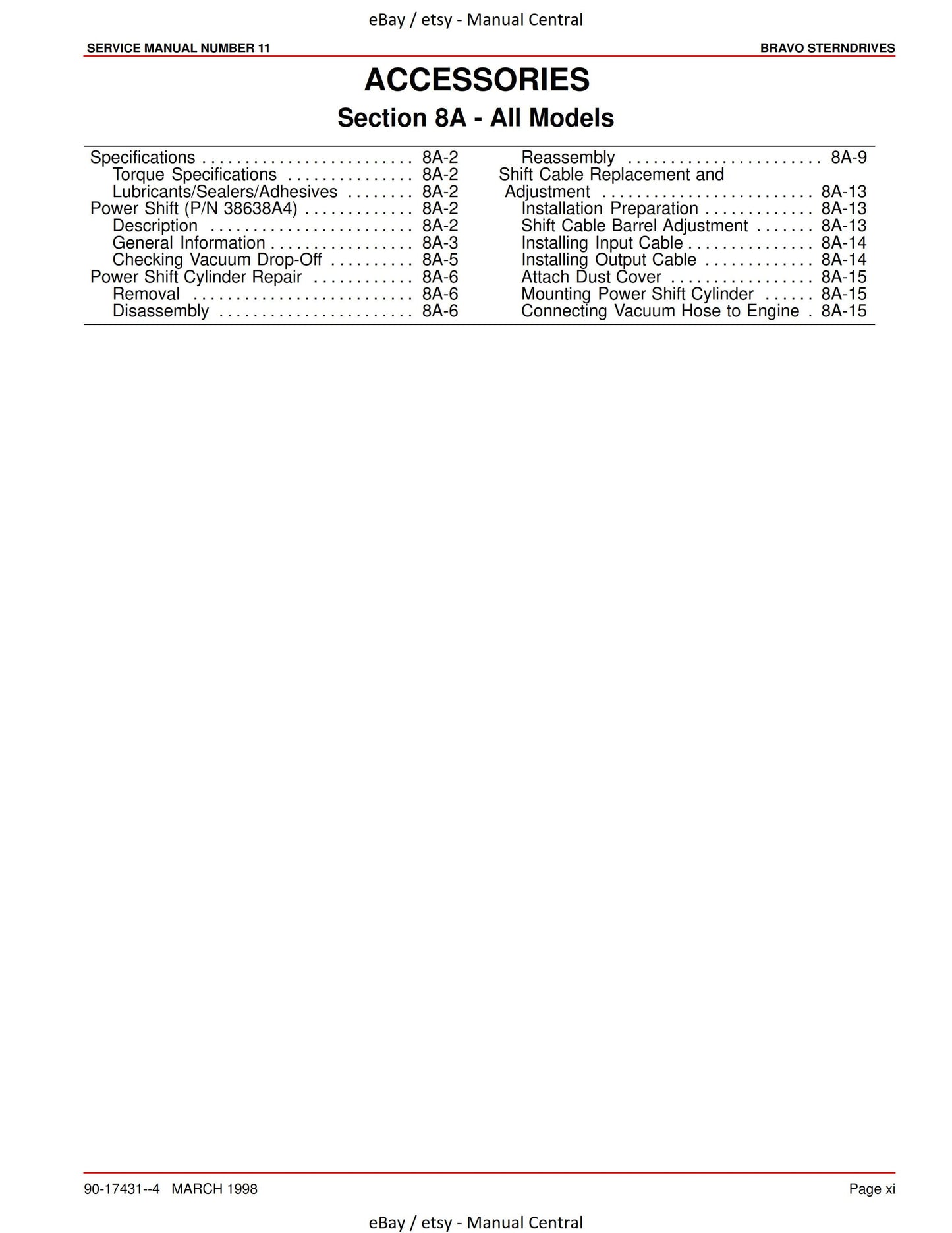 Mercury Mercruiser Service Manual 11 - Bravo Sterndrives