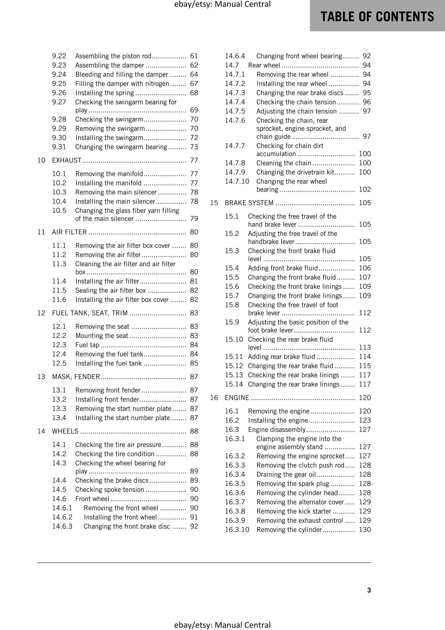 KTM 2016 - 85 SX 19/16 17/14 - Service Workshop Repair Manual