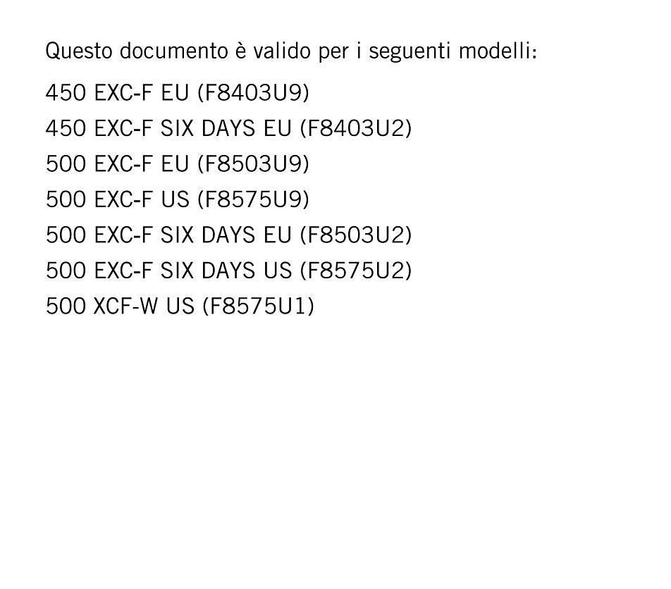 Italian Language - 2021 KTM 2021 450 500 Exc-f Six Days Xcf-w - Manuale Di Riparazione