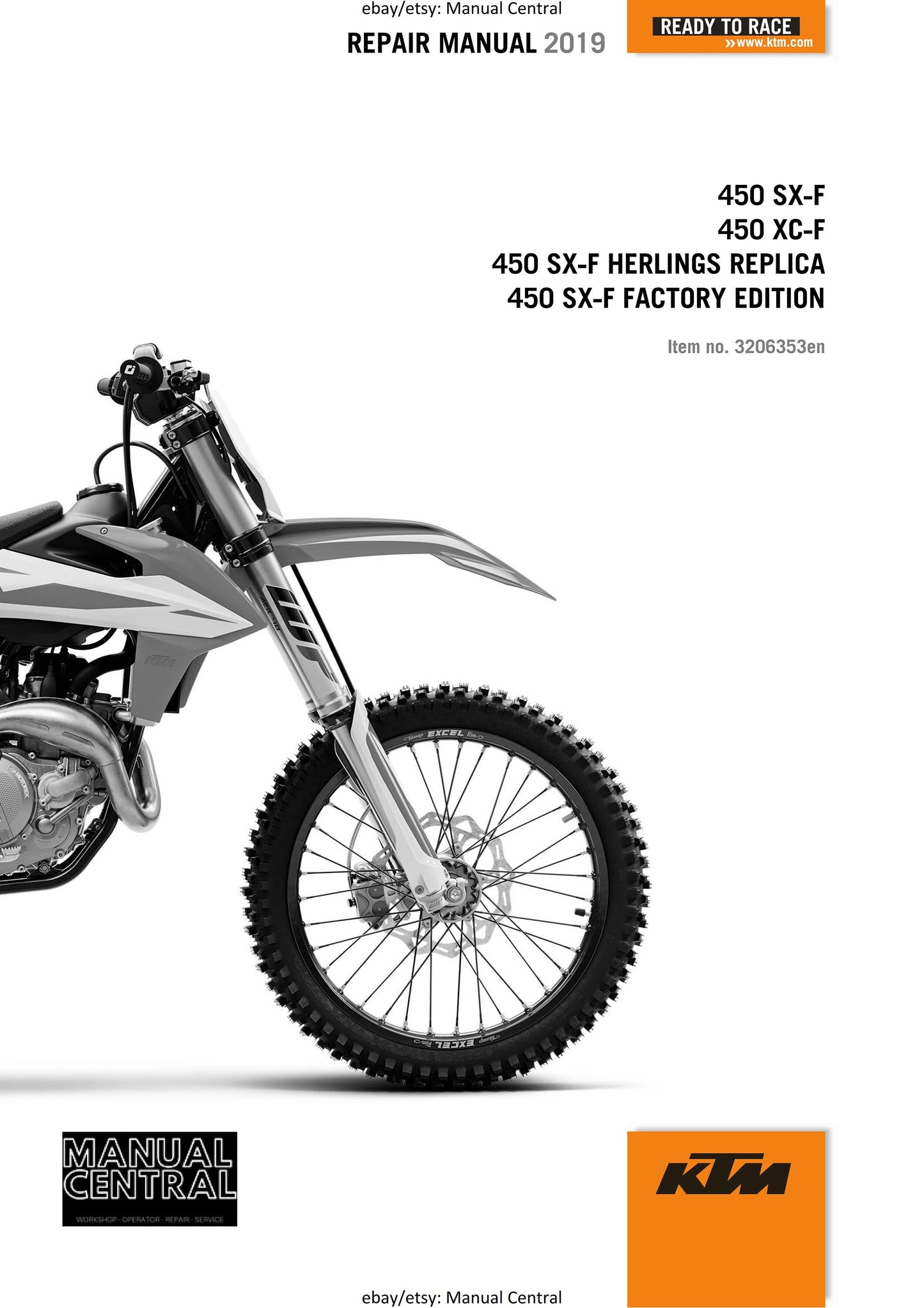 KTM 2019 - 450 XC-F SX-F Herlings Replica Factory Edition - Service Workshop Repair Manual