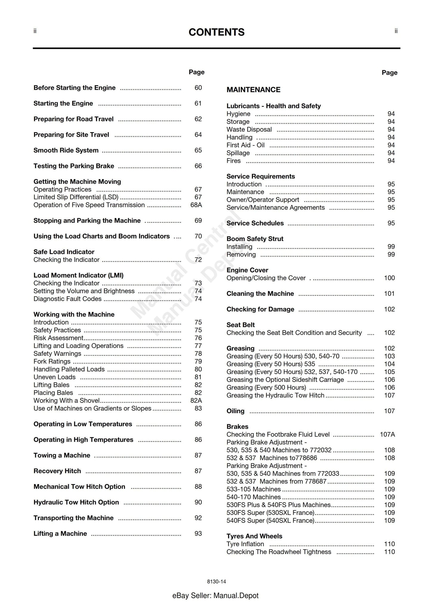 JCB 530 532 533 535 537 540 Operator Handbook