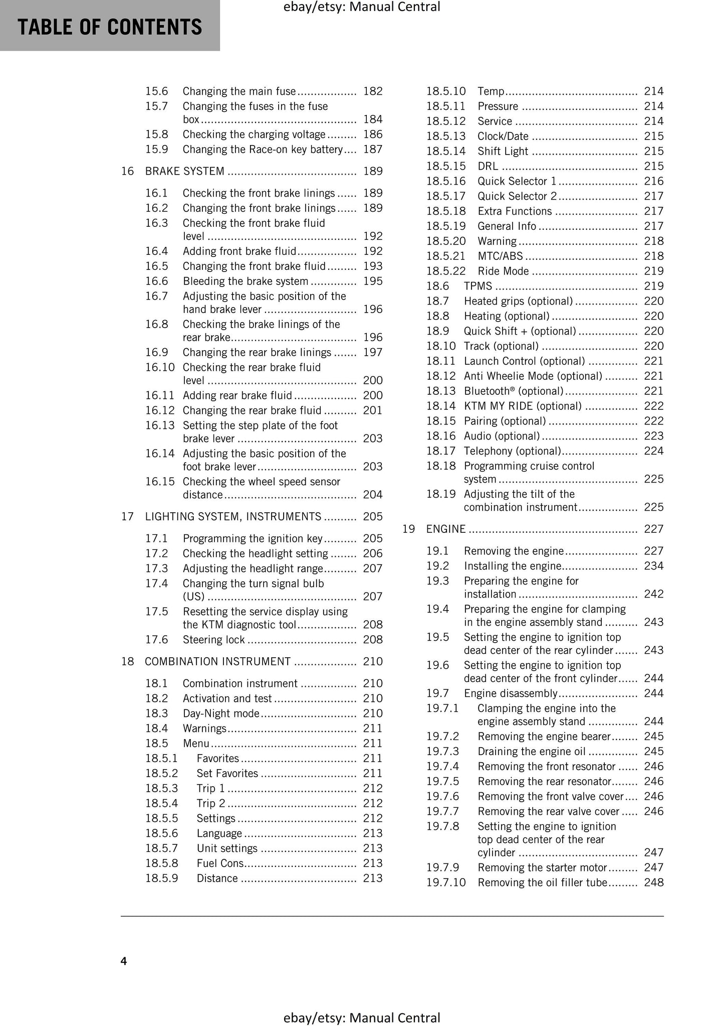 KTM 2019 - 1290 Super Duke R - Service Workshop Repair Manual