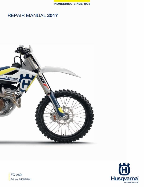 Husqvarna 2017 - FC 250 - Service Workshop Repair Manual