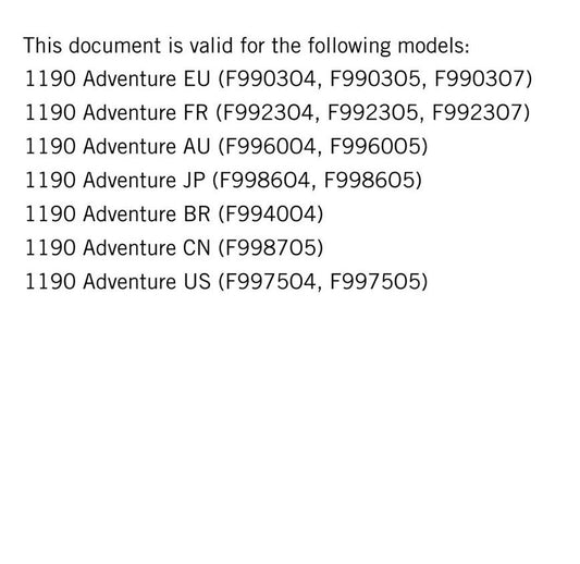 KTM 2015 - 1190 Adventure - Service Workshop Repair Manual