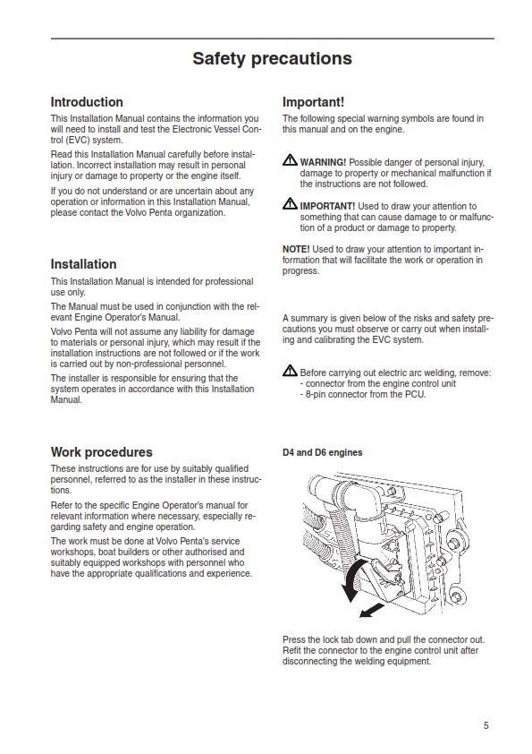 Volvo Penta - D4 D6 D9 D12 D16 - Installation - Electronic Vessel Control
