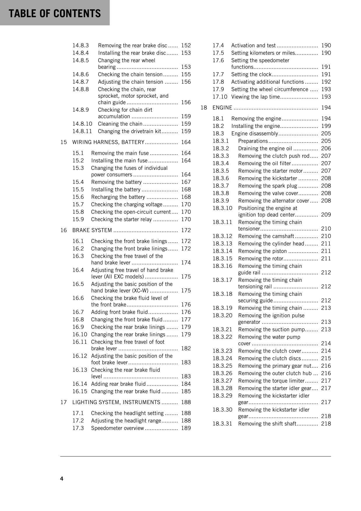 KTM 2016 - 450 500 EXC Six Days Xc-w - Service Workshop Repair Manual