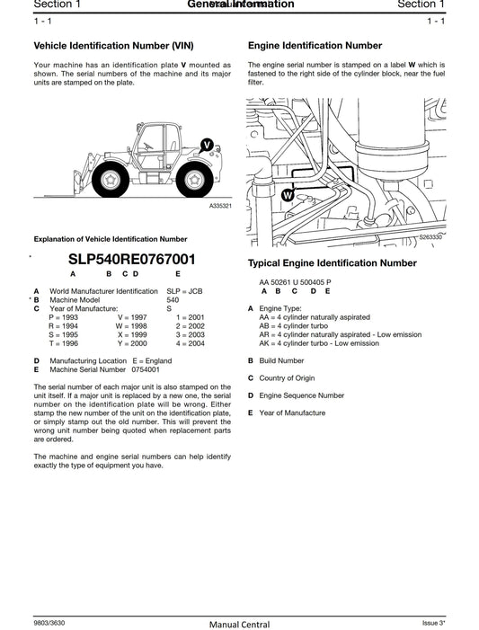 JCB Loadall 1993 to 2004 - 530 533 535 540 530fs 540fs Plus Super - Service Workshop Repair Manual - From Serial 767001 - 1983 to 2004