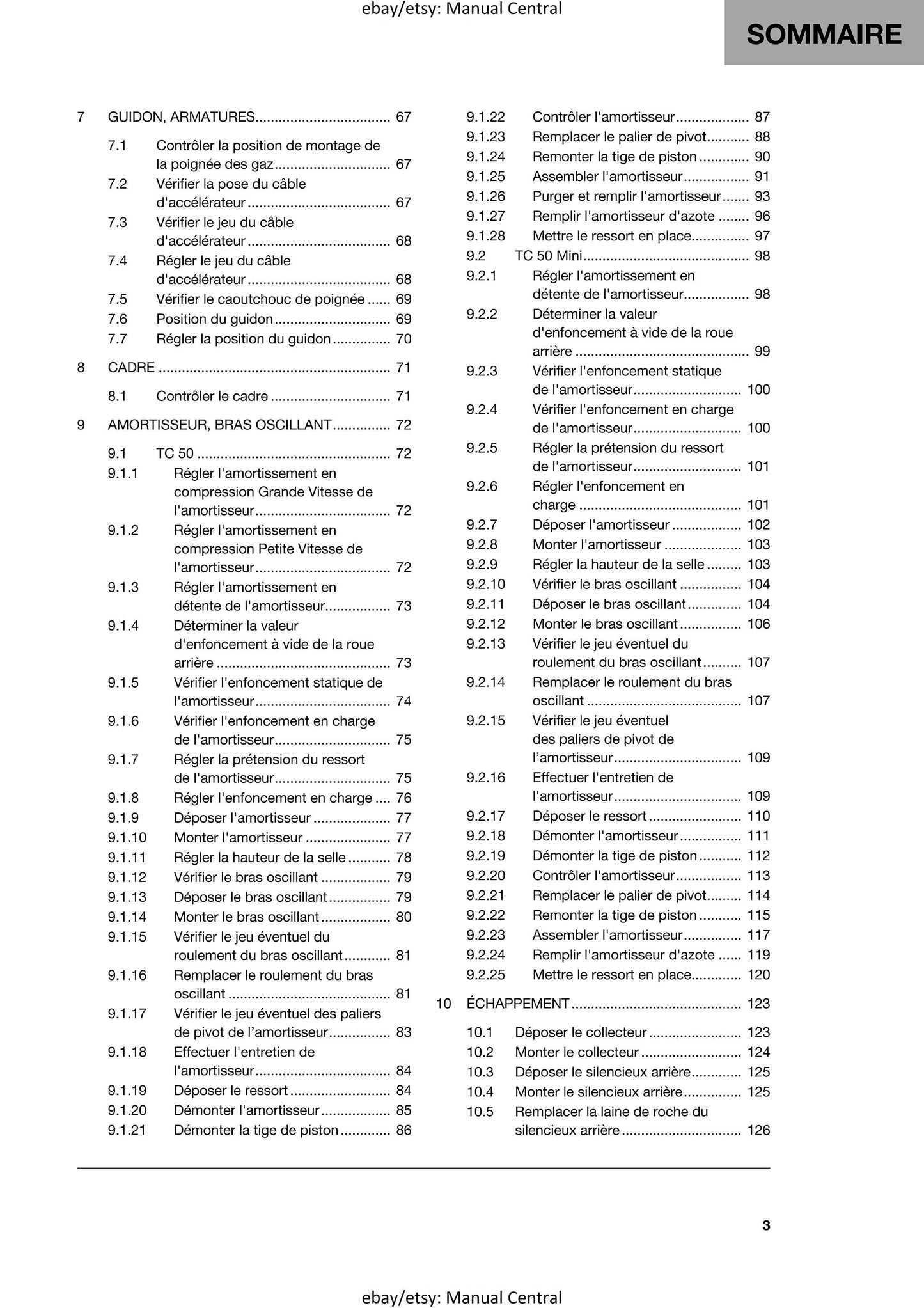 French Language - Husqvarna 2020 - TC 50 Mini - Manuel De Reparation