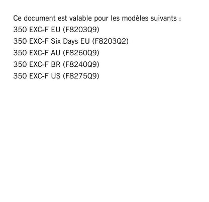 French Language - Ktm 2017 - 350 EXC-F - Manuel De Reparation -  Service Workshop Repair Manual