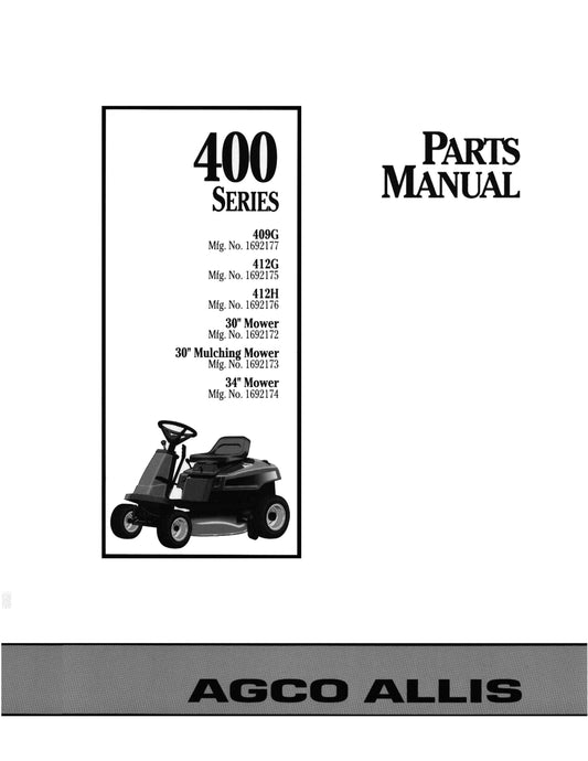 Agco Allis - 400 Series - Parts Manual - 409G 412G 412H 30" 34" Mulching Mower