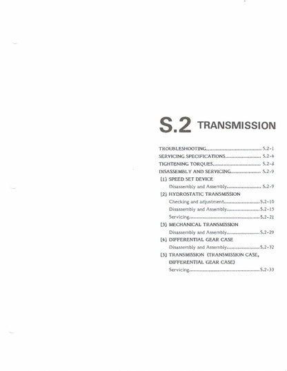 Kubota Tractor - B6200HST B7200HST - Mechanism Section - Workshop Service Repair Manual