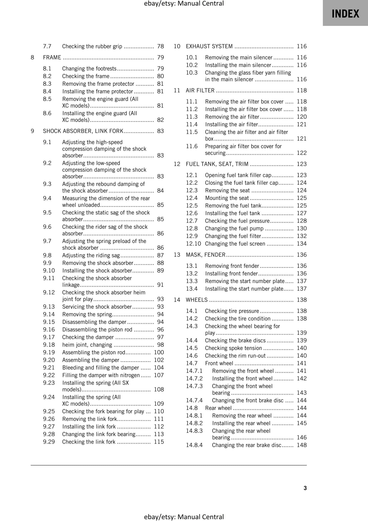 KTM 2025 - 250 300 SX XC - Service Workshop Repair Manual