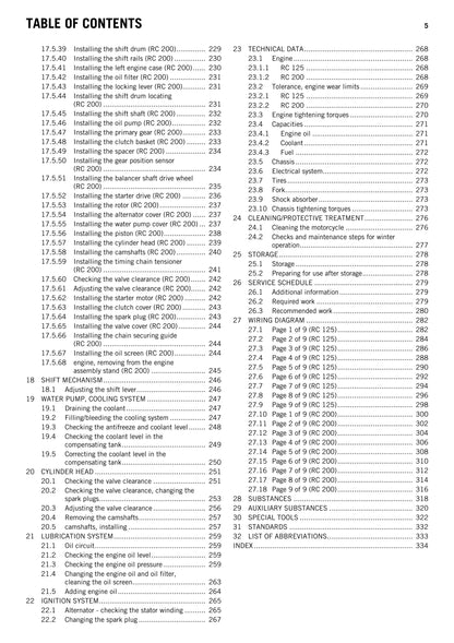 KTM 2015 - RC 125 200 - Service Workshop Repair Manual