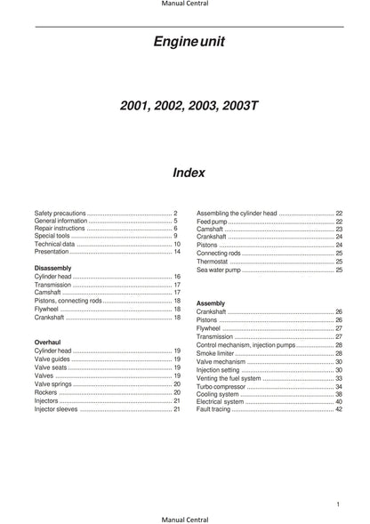 Volvo Penta - Engine Unit - 2001 2002 2003 2003T - Workshop Service Repair Manual - 08-2000 edition