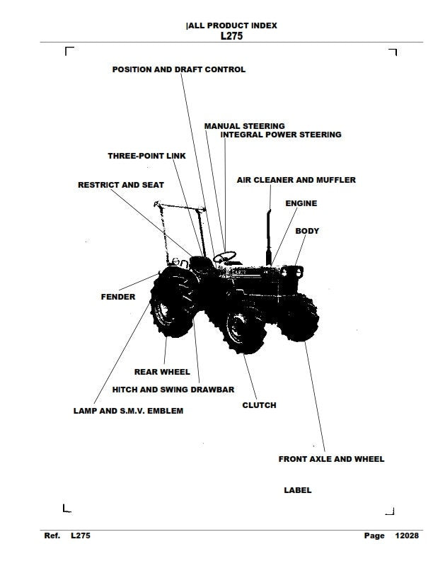 Kubota Tractor - L275 - Parts Manual