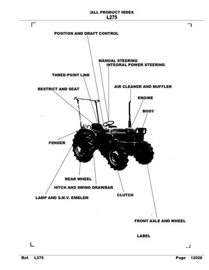 Kubota Tractor - L275 - Parts Manual