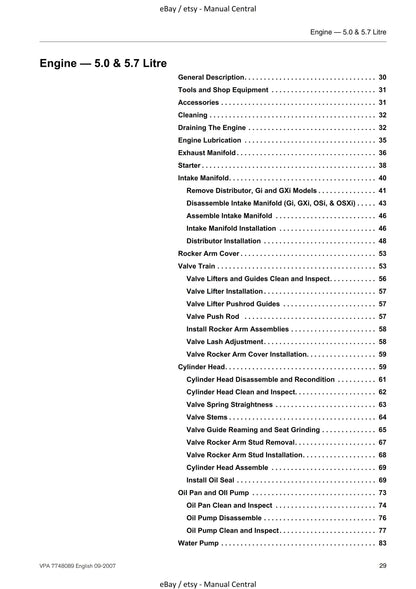 Volvo Penta - Engine - 5.0 5.7 Gl Gi GXi OSi OSXi - Workshop Service Repair Manual - 2007 Edition